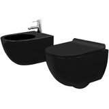 Rea Carlo Mini Black Mat WC školjka + Carlo Black Bidet Set | Shoptok.si