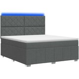  LED okvir za krevet s madracem Tamnosiva 140 x 200 cm Tkanina - Tamnosiva 140 x 200 cm Dizajn s rombovima | shoptok.hr