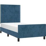  Posteljni okvir z vzglavjem temno moder 90x200 cm žamet | Shoptok.si