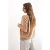 Kesi Włoski Women's viscose short-sleeve sweater camel | shoptok.hr