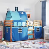  The living store pograd z zavesami moder 90x200 cm trdna borovina - pograd, (21493045) | Shoptok.si
