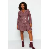 Trendyol Curve Multicolored Checkered Patterned Woven Dress with Hem Detail. Cene