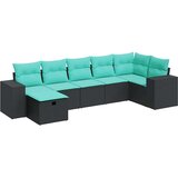  Vrtna garnitura - 7-dijelni set vrtnih sofa od poliratana s jastucima crni - Crna sa spremištem 7 | shoptok.hr