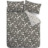 Catherine Lansfield Črna/siva podaljšana posteljnina za zakonsko posteljo 230x220 cm Blocks – | Shoptok.si