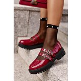 FB3 Women's Lacquered Brogues with Straps Burgundy Terione | Shoptok.si