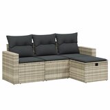 Maison Chic Seti vrtnega pohištva - Vrtna garnitura - Vrtni pohištvo set 4-delna z blazinami siv poli ratan, (21815564) | Shoptok.si