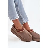 Boto Women's Low Snow Boots With Movable Strap And Embroidery On Platform Dark Beige Lyrisse | Shoptok.si