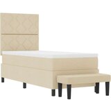 vidaXL Postelja s podnožjem z vzmetnico in klopjo kremna 80x200 cm tkanina, (22083824) | Shoptok.si