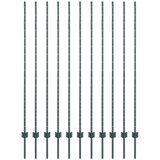vidaXL Postovi Ograda 11 kom U-Kanal Zelena 150 cm Čelik | shoptok.hr