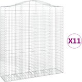 vidaXL Obokane gabion košare 11 kos 200x50x220/240 cm pocinkano železo | Shoptok.si