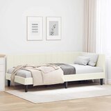  Kutni okvir kreveta s uzglavljem Krema 90 cm x 200 cm Baršun | shoptok.hr