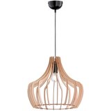 Tri O Svetlo rjava viseča svetilka iz lesa in kovine Wood, višina 150 cm Cene