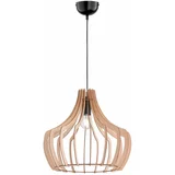 Tri O Svetlo rjava viseča svetilka iz lesa in kovine Wood, višina 150 cm