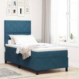 vidaXL Box Spring postelja z vzmetnico temno modra 90x200 cm žamet, (22051885) | Shoptok.si