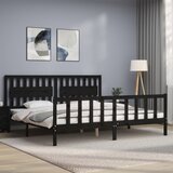  Okvir za krevet s uzglavljem crni 200 x 200 cm od masivnog drva | Eponuda.com