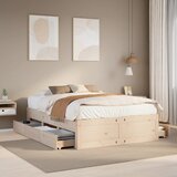 vidaXL Posteljni okvir brez vzmetnice s predali 150x200 cm borovina | Shoptok.si