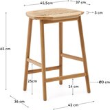 Kave Home Barska stolica od punog hrasta u prirodnoj boji (visine sjedala 65 cm) Enit – | shoptok.hr
