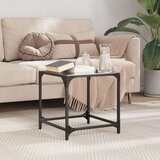 vidaXL Klubska mizica s črno stekleno površino 40x40x40 cm jeklo | Shoptok.si