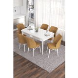 Hanah home Eva - White, Cappuccino WhiteCappuccino Extendable Dining Table & Chairs Set (7 Pieces) | ePonuda.com