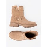 Shelvt Caramel ankle boots with decorative gold buckles | shoptok.hr
