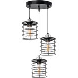 Toolight Viseća stropna svjetiljka trostruka metalna Loft Crni 392204 | shoptok.hr