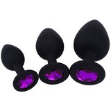 SuperLove Jewel Silicone Butt Plugs Training Kit Black-Purple | shoptok.hr
