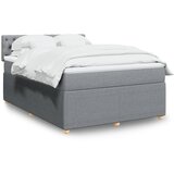 vidaXL Box spring postelja z vzmetnico svetlo siva 140x200 cm blago | Shoptok.si