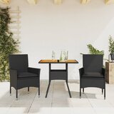 vidaXL 3-dijelni vrtni blagovaonski set s jastucima poliratan i bagrem | shoptok.hr