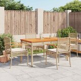  5-dijelni vrtni blagovaonski set od poliratana s jastucima bež 140 cm table length | shoptok.hr