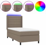  box spring s madracem LED smeđesivi 90x190 cm tkanina | shoptok.hr