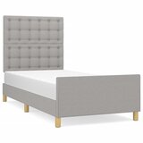 Maison Chic Posteljni okvir - Enojna postelja - Postelja za odrasle brez vzmetnice svetlo siv 100x200 cm blago-J7483, (21764673) Cene