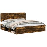 vidaXL Konstrukcija postelje z vzglavjem Dimljeni oreh 200 x 200 cm, (5000102900) | Shoptok.si