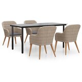  5-dijelni vrtni blagovaonski set s jastucima smeđe | shoptok.hr