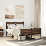 Maison Chic kovinski posteljni okvir - dvoposteljna postelja - zakonska postelja brez vzmetnice rjavi hrast 120x200 cm, (21694859) | Shoptok.si
