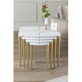 Hanah home set od 4 umetnutih stočića Lyon, beli / zlatni | Eponuda.com