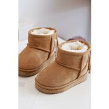 Kesi Children's insulated snow boots with fringes Camel Mikyla Cene