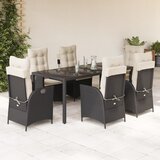 The Living Store Vrtna jedilna garnitura 7-delna z blazinami črna poli ratan - Vrtna Jedilna Garnitura, (21479520) | Shoptok.si