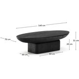 Kave Home Crni stolić za kavu od masivnog bagrema 70x140 cm Ovak – | shoptok.hr