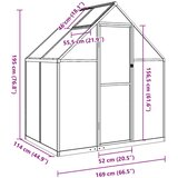  Staklenik s okvirom antracit 169 x 114 x 195 cm aluminijski | shoptok.hr