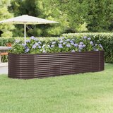 vidaXL Visoka greda iz prašno premazanega jekla 322x100x68 cm rjava | Shoptok.si