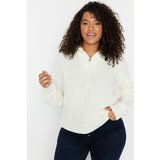 Trendyol Curve Plus Size Sweater - Ecru - Relaxed Cene
