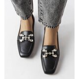 Gemre Black women's leather loafers with rhinestones square toe Marechal | Shoptok.si