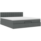 vidaXL Otomanski posteljni okvir z vzmetnico siv 180x200 cm blago | Shoptok.si