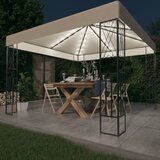 vidaXL Paviljon z LED lučkami 3x3 m krem blago | Shoptok.si
