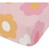 Ružičasta dječja plahta s gumom za bračni krevet 135x190 cm Retro Daisy –