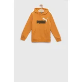 Puma Otroški pulover ESS+ 2 Col Big Logo Hoodie FL B rumena barva, s kapuco