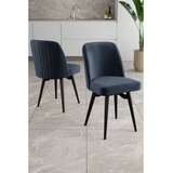 Hanah home set trpezarijskih stolica Jiva 6 kom, antracit tkanina Babyface, crne metalne noge | Eponuda.com