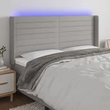vidaXL LED posteljno vzglavje svetlo sivo 183x16x118/128 cm blago