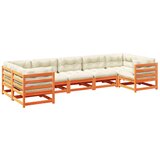  7-dijelni set vrtnih sofa s jastucima voštano smeđi od borovine | shoptok.hr