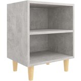  Nočna omarica z lesenimi nogami betonsko siva 40x30x50 cm, (20732381) | Shoptok.si